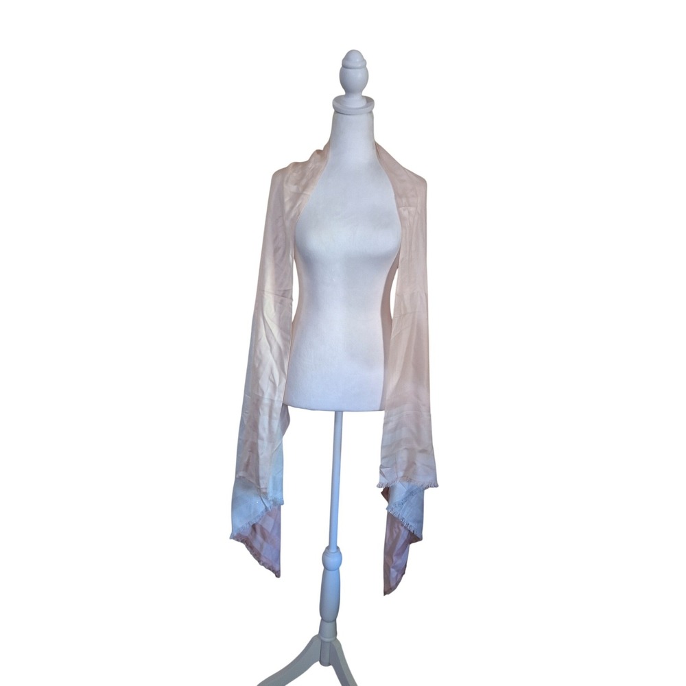 Chicos Scarf Blush Pink Champagne Metallic Shimmer Colorblock Viscose Wrap Shawl